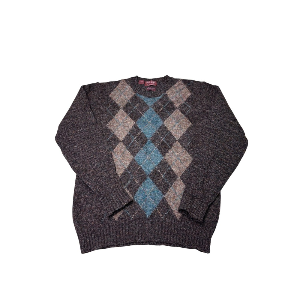 Vintage Bloomingdales Traditionalist Mens Argyle 100% Shetland Wool M‎ England